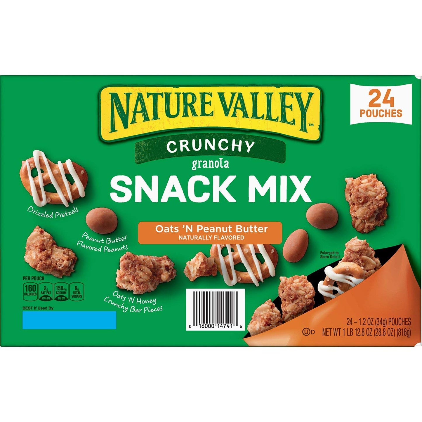 Nature Valley Nature Valley Crunch Granola Snack Mix Oats 'N Peanut Butter 24 X 1.2 Ounce Net wt 28.8 Ounce , 28.8 Ounce