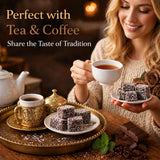 Turkish Delight Chocolate Flavor 450g (~1lb) - Traditional Lokum Candy with Rich Chocolate Taste - Soft Chewy Gourmet Dessert - No Additives - Made