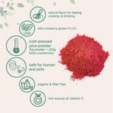 Sustainably US Grown, Organic Cranberry Juice Powder (Wild Cranberry Supplements Cold Pressed), 8 Ounce | Supports Urinary Tract Cleanse & Prostate