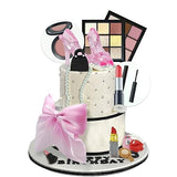 15PCS Makeup Cake Toppers Cosmetics Theme Decorations Lipstick Eye Shadow Blush for Girls Women Bridal Shower Birthday Partys