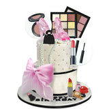15PCS Makeup Cake Toppers Cosmetics Theme Decorations Lipstick Eye Shadow Blush for Girls Women Bridal Shower Birthday Partys