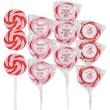 Sweet On You Valentine Swirl Suckers - Strawberry Flavor - Red White Pink (12 individually wrapped lollipops) Valentine's Day Candy