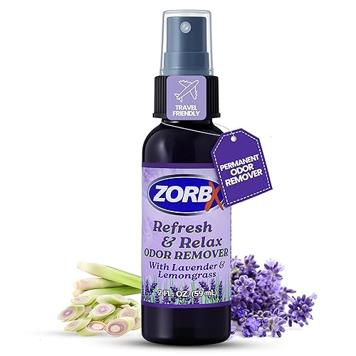 ZORBX Refresh & Relax 2 Oz Odor Remover Spray with Lavender & Lemongrass - Permanent Solution Room Freshener & Air Freshener Spray for Home, Bathroom