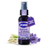ZORBX Refresh & Relax 2 Oz Odor Remover Spray with Lavender & Lemongrass - Permanent Solution Room Freshener & Air Freshener Spray for Home, Bathroom