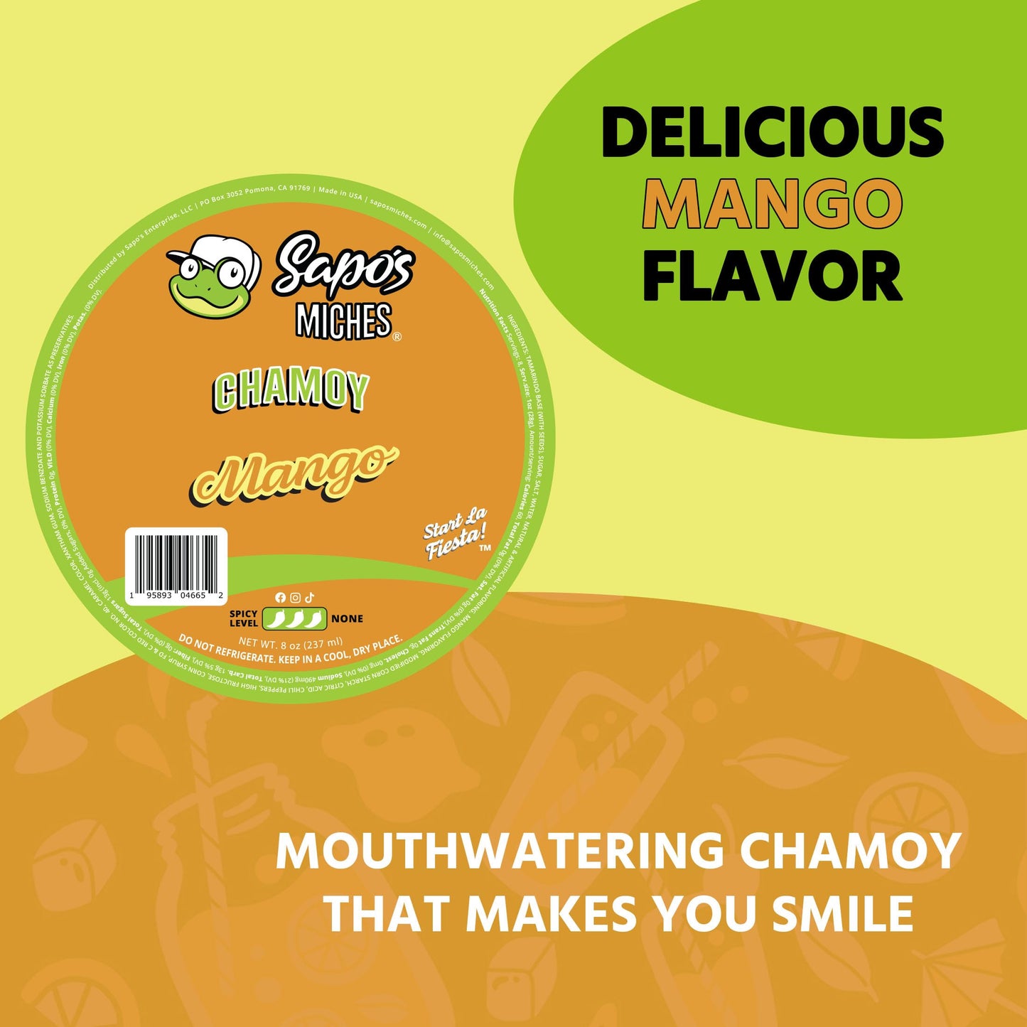 Sapo's Miches Chamoy Rim Dip - Tamarind Candy Sauce for Drinks, Micheladas & Cocktails, 8 oz (Mango)