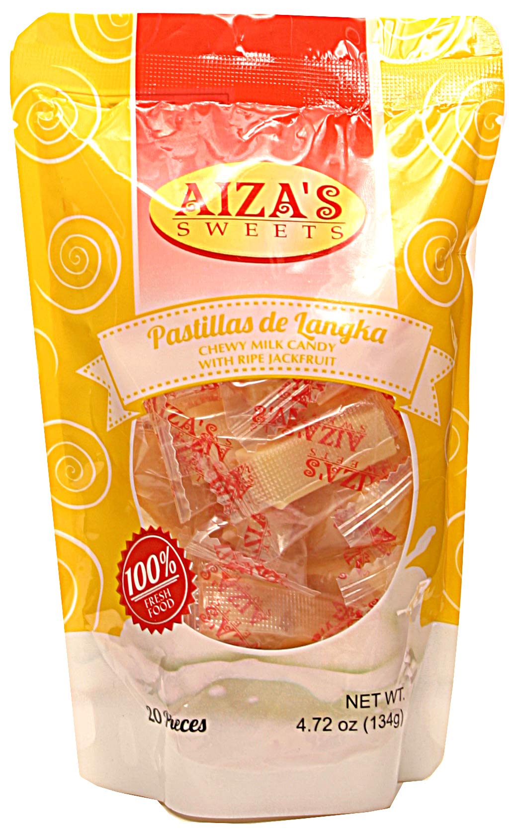 Aiza's Sweets, Pastillas de Langka - Chewy Milk Candy with Ripe Jackfruit (Pack of 3), Imported from The Philippines, 4.72 oz (each)