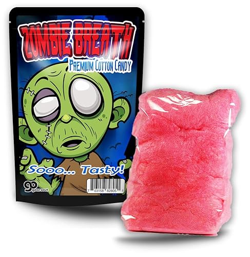 Zombie Breath Cotton Candy - Funny zombie design - Novelty candy for kids - Gluten-free, Made in America, Pink cotton candy