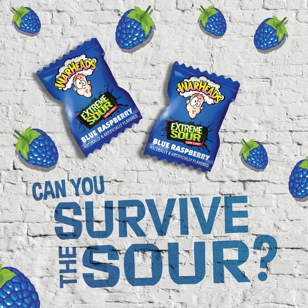 WARHEADS - Extreme Sour Hard Candy - Blue Raspberry Flavor - Perfect for Celebrations - 2 lb Bulk Bag
