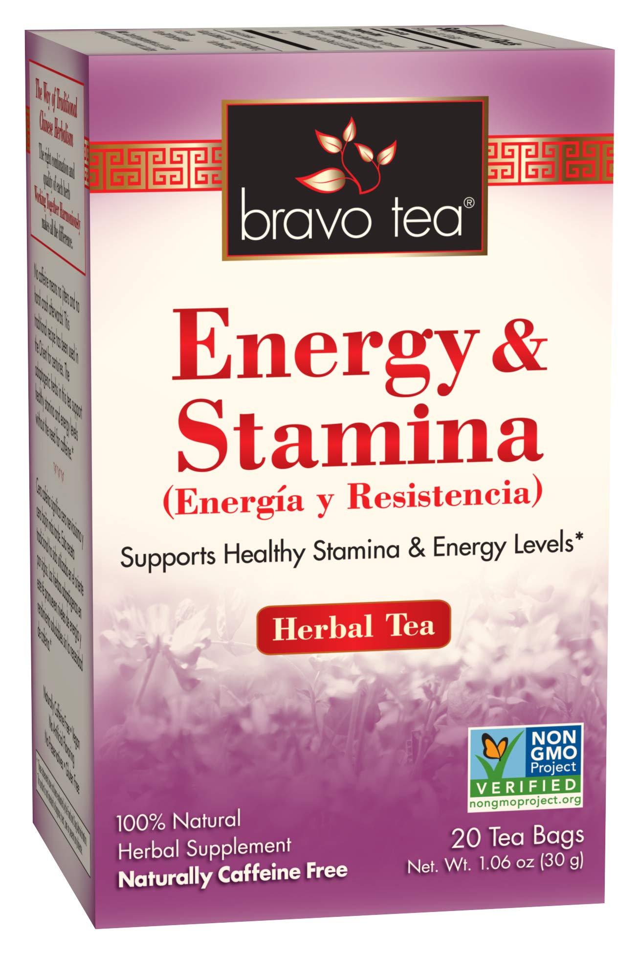 Bravo Tea Energy and Stamina Caffeine Free 20 Tea Bags