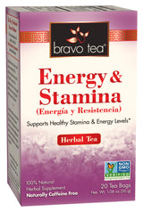 Bravo Tea Energy and Stamina Caffeine Free 20 Tea Bags