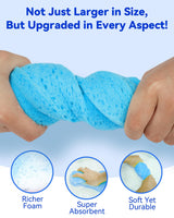 Temede 5-Pack Car Wash Sponges, 9.1" x 4.3" x 2.4" Large Sponges, Extra Thick Foam Kit for All-Purpose Cleaning, Ideal Washing Sponges for Kitchen