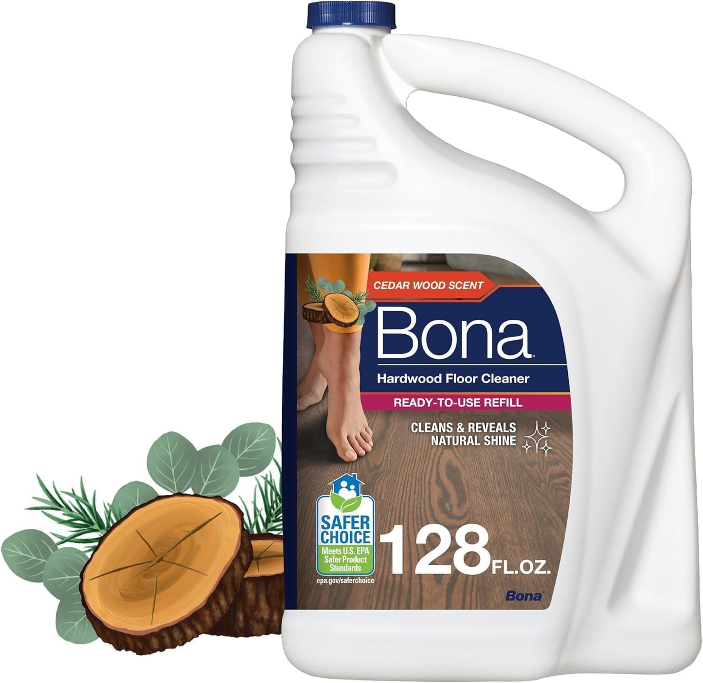 Bona Hardwood Floor Cleaner Refill - 128 fl oz - Cedar Wood Scent - Residue-Free Floor Cleaning Solution Spray Mop and Spray Bottle Refill - For Wood
