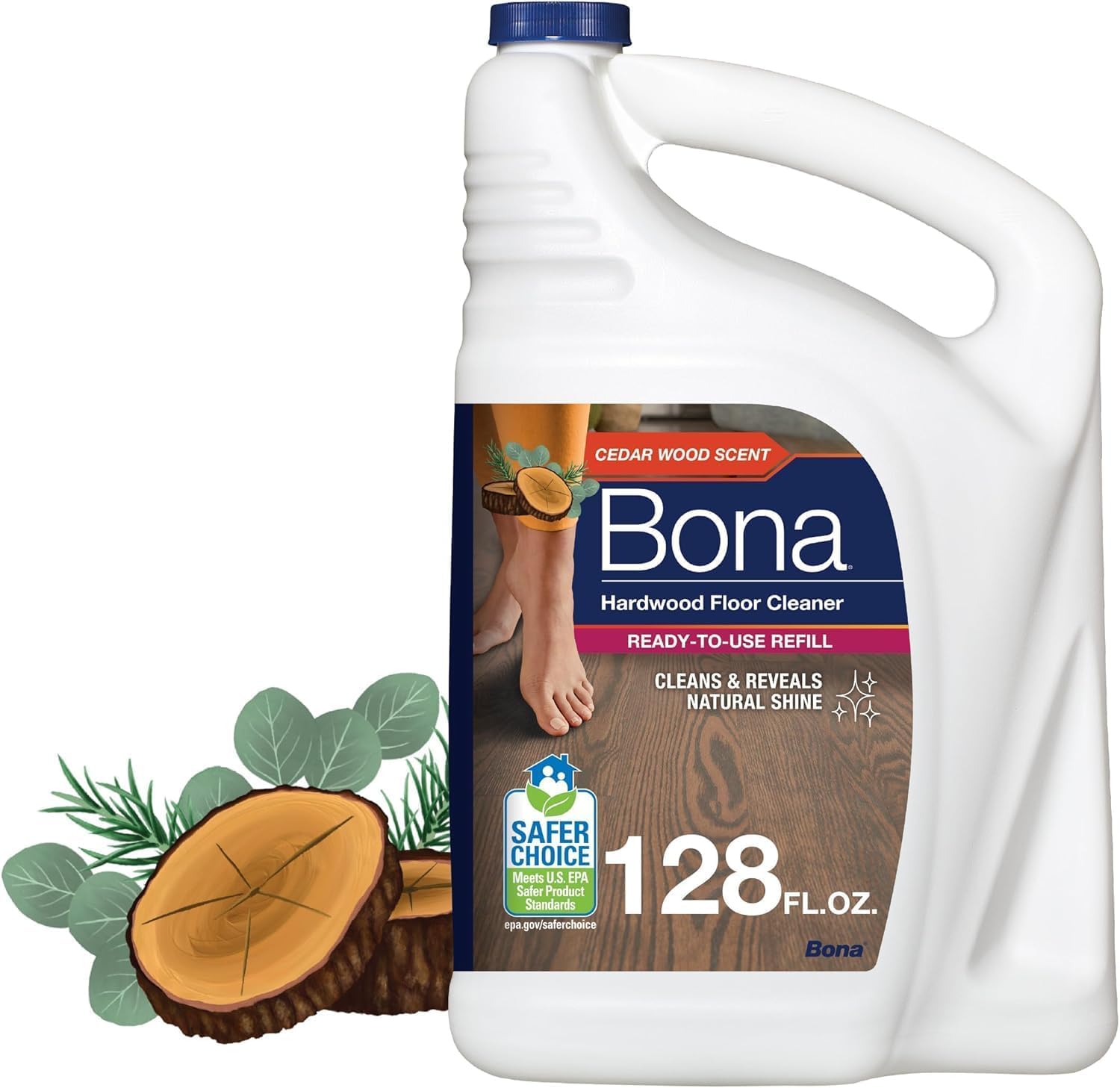 Bona Hardwood Floor Cleaner Refill - 128 fl oz - Cedar Wood Scent - Residue-Free Floor Cleaning Solution Spray Mop and Spray Bottle Refill - For Wood