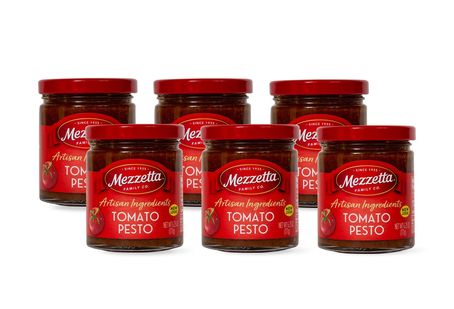 Mezzetta Artisan Ingredients Tomato Pesto 6.25 Ounce Jar - Sun-Dried Tomatoes & Extra Virgin Olive Oil with Parmesan, Pine Nuts & Fresh Basil