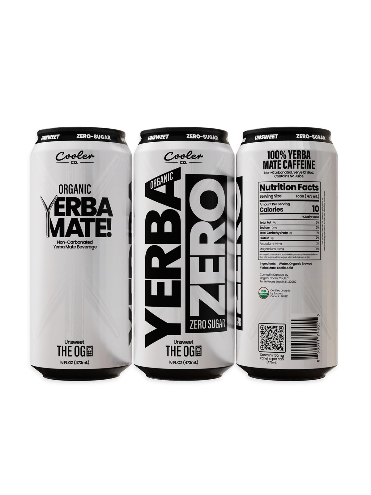 COOLER CO. YERBA MATE | Organic Caffeine | Sugar-Free THE OG Unsweet (12PK)