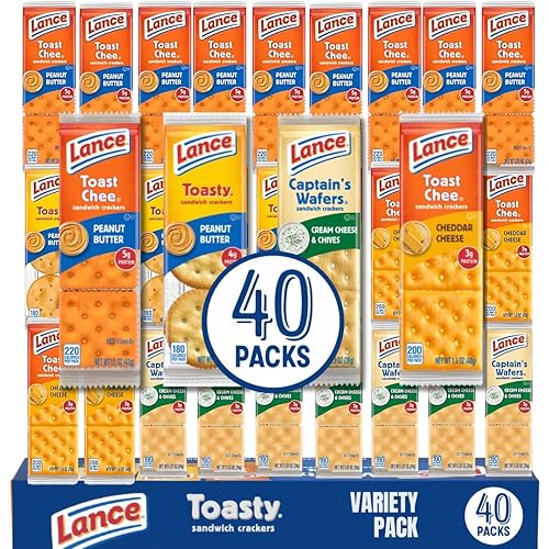 Sandwich Crackers Variety Pack, 40 Individual Snack Bags - Quality Lance Snacks, Featuring Toasty, Toastchee & Captain's Wafers