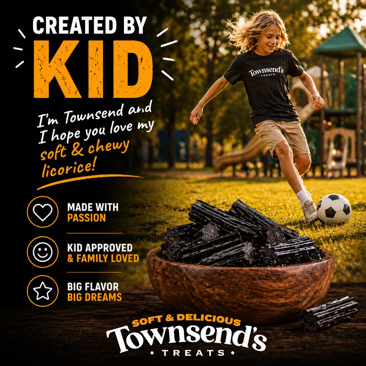 Townesend’s Treats Soft & Chewy Black Licorice Candy Bites (1 Pack) - Australian Style Thick Gourmet Licorice - Rich Bold Flavor, Pillowy Texture