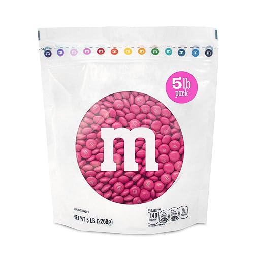 M&M’S WORLD Milk Chocolate Candy, Single Color, Dark Pink, 5-Pound Bulk Bag (Pack of 1)