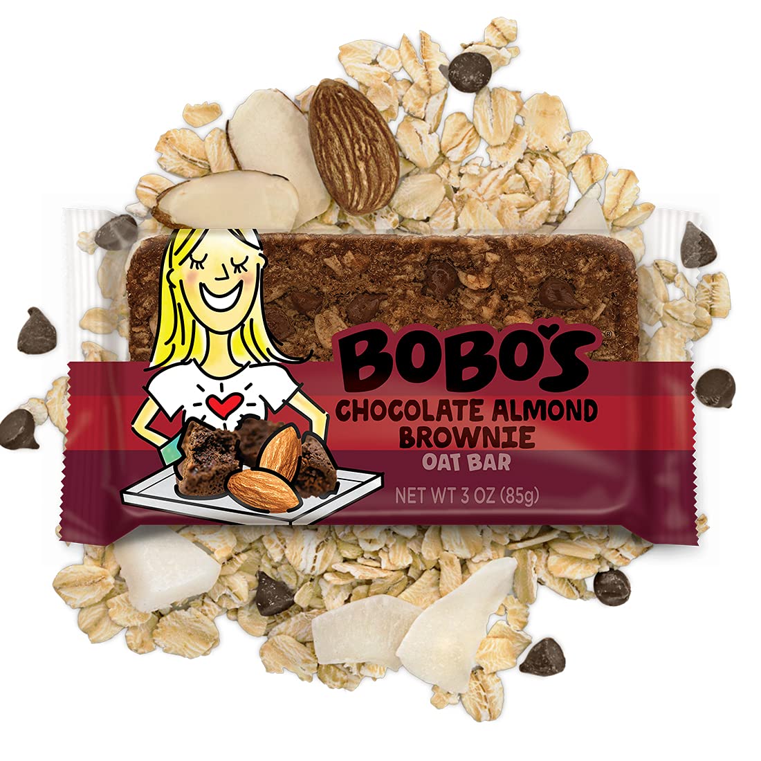 Bobo's Chocolate Almond Brownie Oat Bars, Simple Ingredients, Whole Grain Oats, Plant Based, Gluten Free Breakfast Bars, Non-GMO, Healthy Snacks