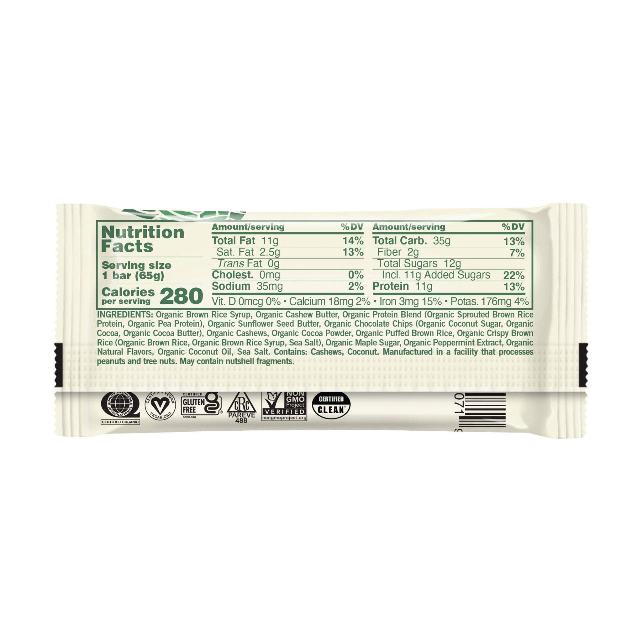 GOMACRO Organic Mint Chocolate Chip Bar Single, 2.3 OZ