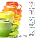 Mommee Coffee Half Caf Ground Low Acid Coffee - 100% Arabica Organic Coffee Beans with Smooth Caramel Flavor - Medium Grind for Drip, Reusable One Cup