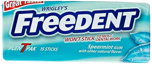Wrigley's Freedent Gum Plen T Packs, Spearmint, 15 ct