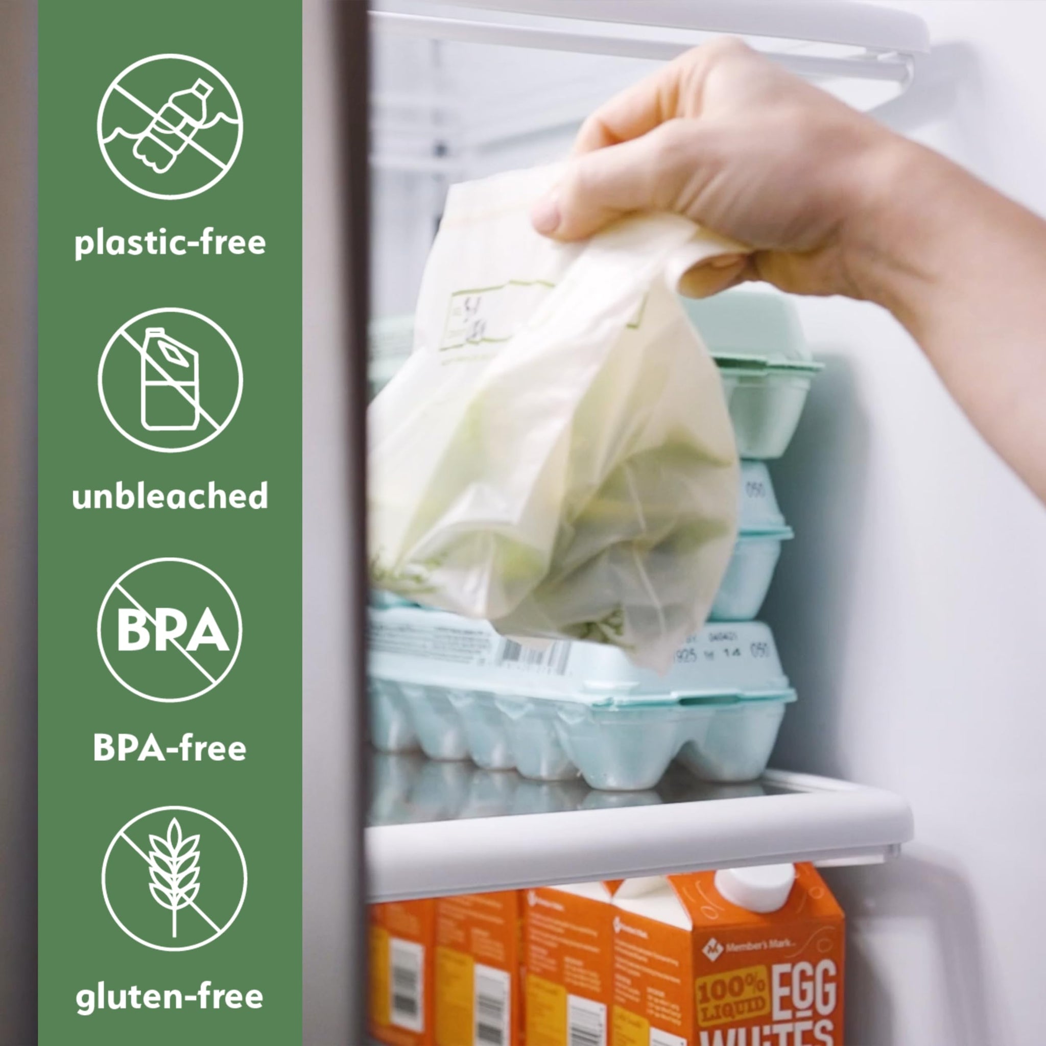100% Compostable Food Storage Bags, Sandwich Size 150 Pack, Eco-Friendly Freezer Bags, Resealable, Heavy-Duty, Reusable, Leak Resistant, Off-White