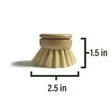 Larga Vitae 6 pcs Wooden Dish Brush Replacement Heads Made of Renewable Bamboo Wood and Natural Bristle Fiber, Durable, Long Lasting (Tampico Fiber)