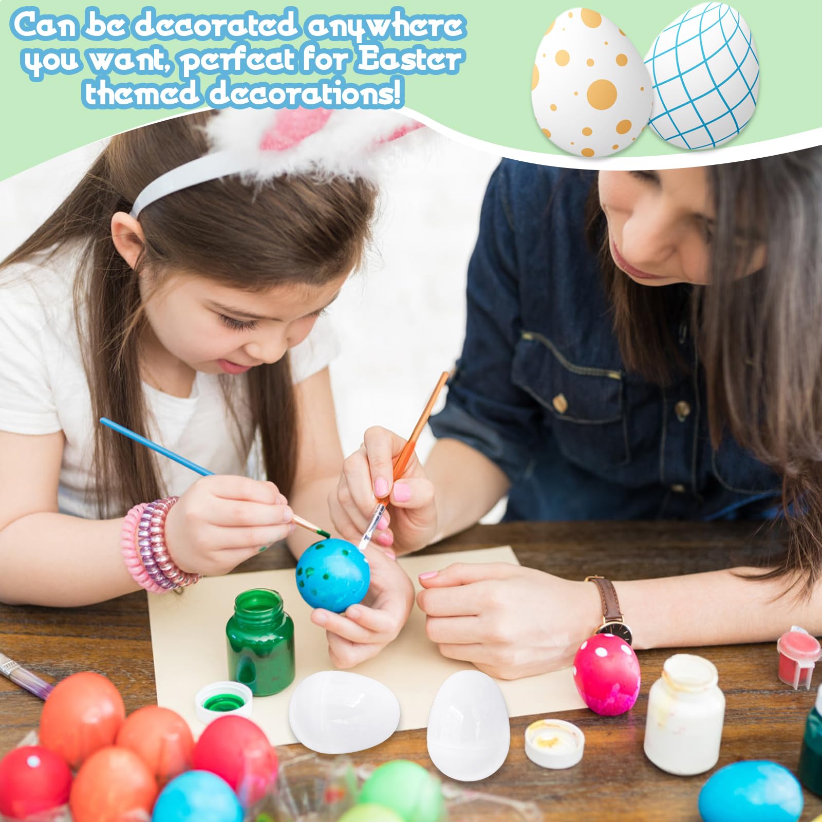 Baaxxango 100 Pieces Empty Easter Eggs,Blank White Plastic Eggs,Fillable Empty DIY Easter Eggs Bulk for Filling Easter Candy,Easter Theme Party