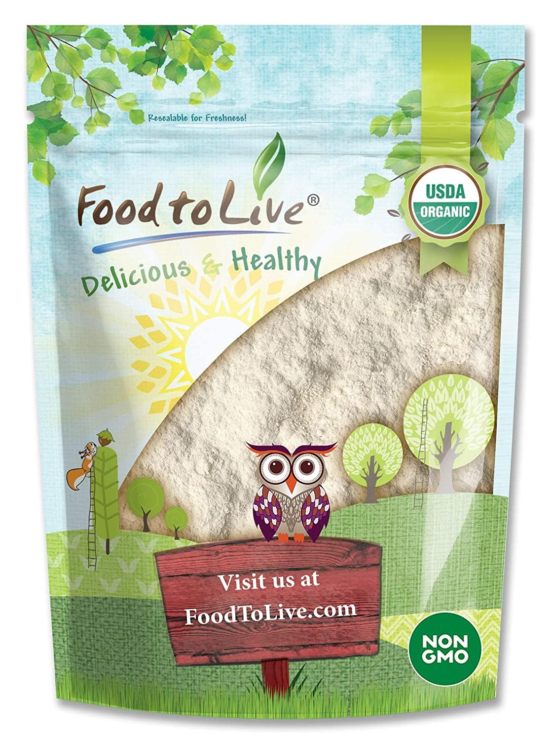 Food to Live Organic Cassava Flour, 8 Ounces - Non-GMO, Raw Yuca Root Powder, 100% Pure, Kosher, Vegan Superfood, Paleo, Bulk, Wheat Flour Substitute
