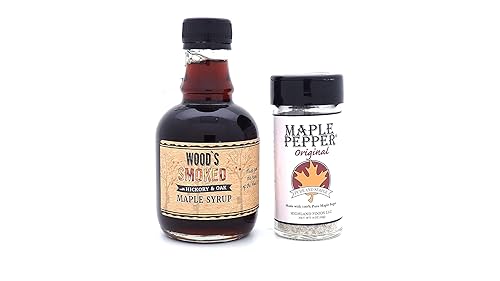 New England Maple Syrup Foodie Seasoning Gift Set - Maple Pepper Seasoning and Smoked Maple Syrup