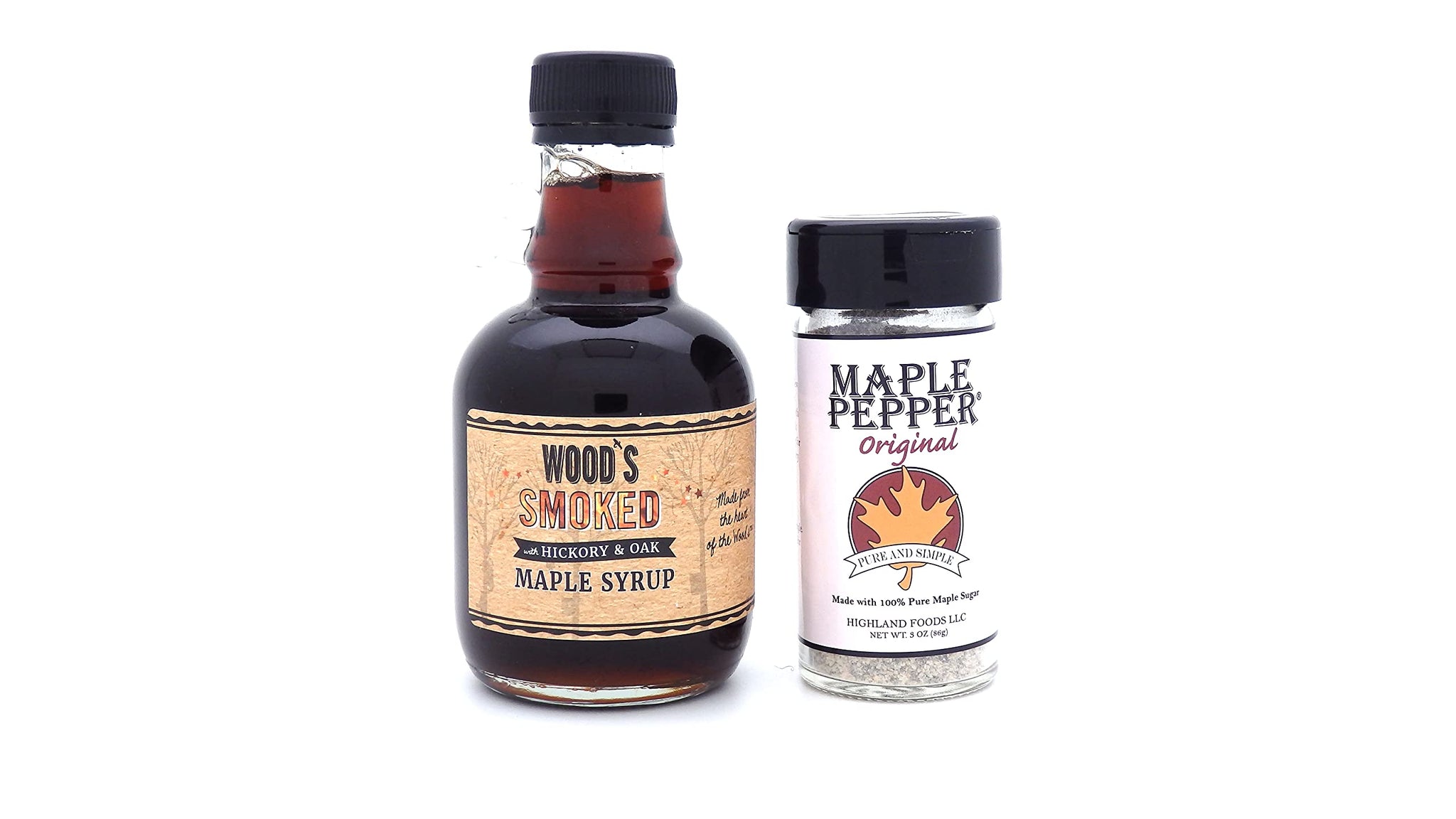 New England Maple Syrup Foodie Seasoning Gift Set - Maple Pepper Seasoning and Smoked Maple Syrup