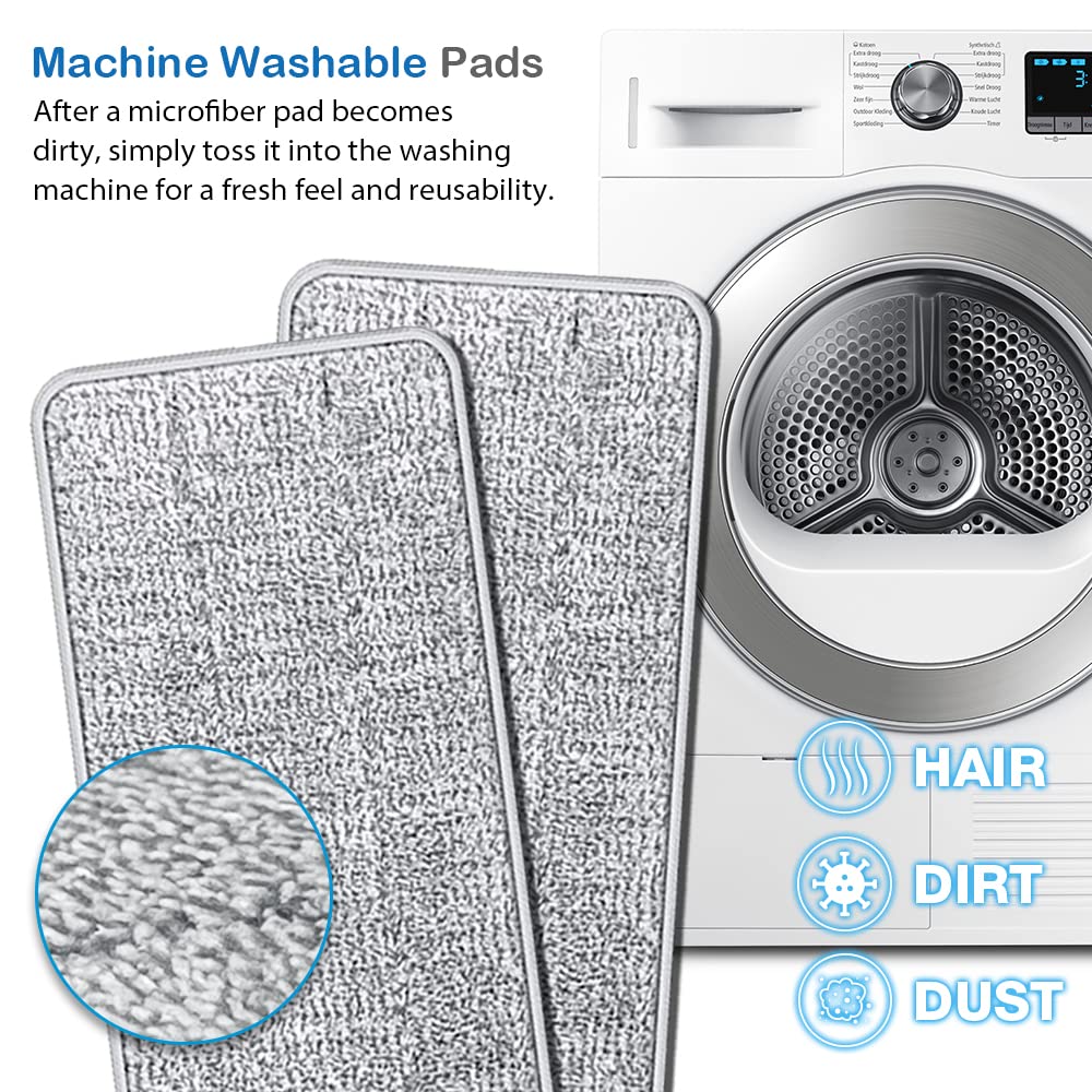 Tethys Flat Floor Mop and Bucket Set for Professional Home Floor Cleaning System with Aluminum Handle/2-Washable Microfiber Pads Perfect Home +
