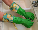 Star Kitchen & Home True Blues Deluxe Gauntlet Dishwashing Gloves (Green Lemon Love, Medium/Large)