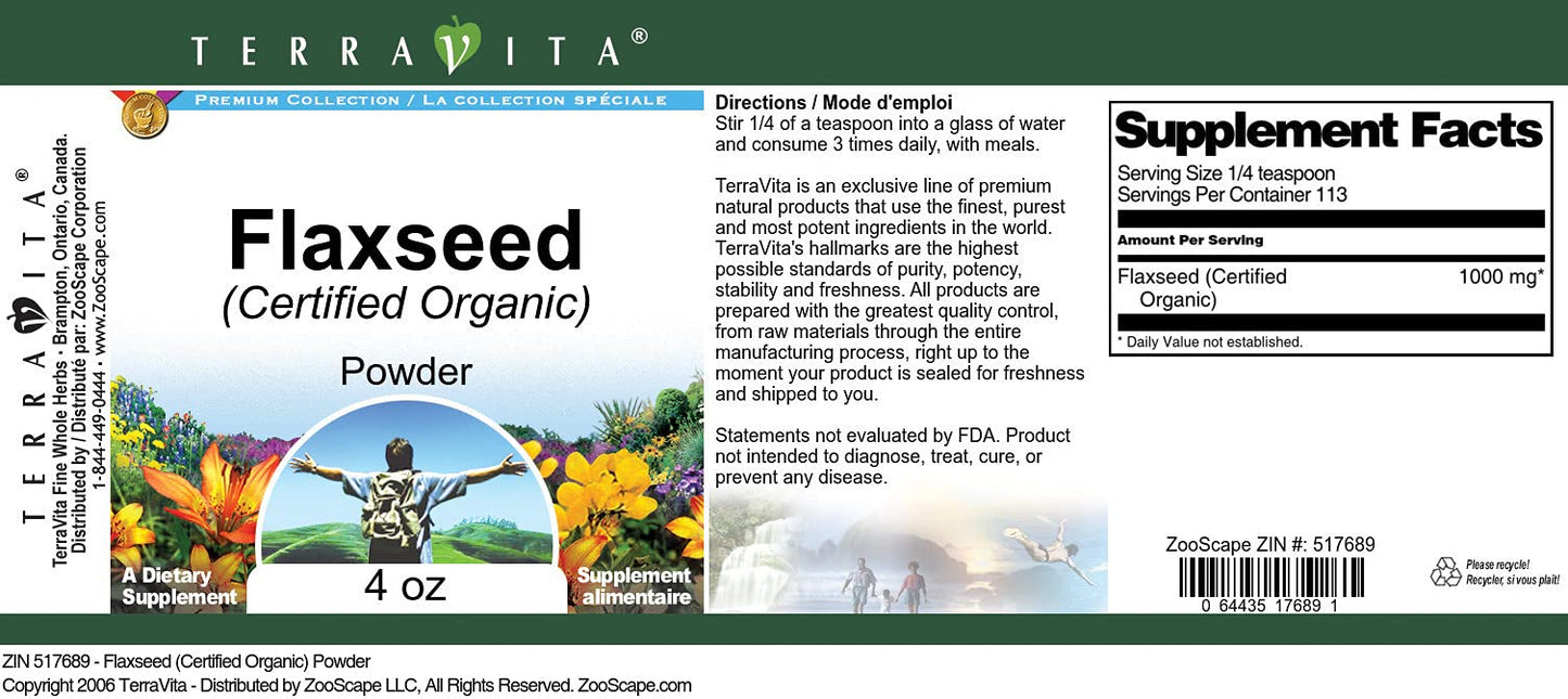Flaxseed (Certified Organic) Powder (4 oz, ZIN: 517689) - 3 Pack