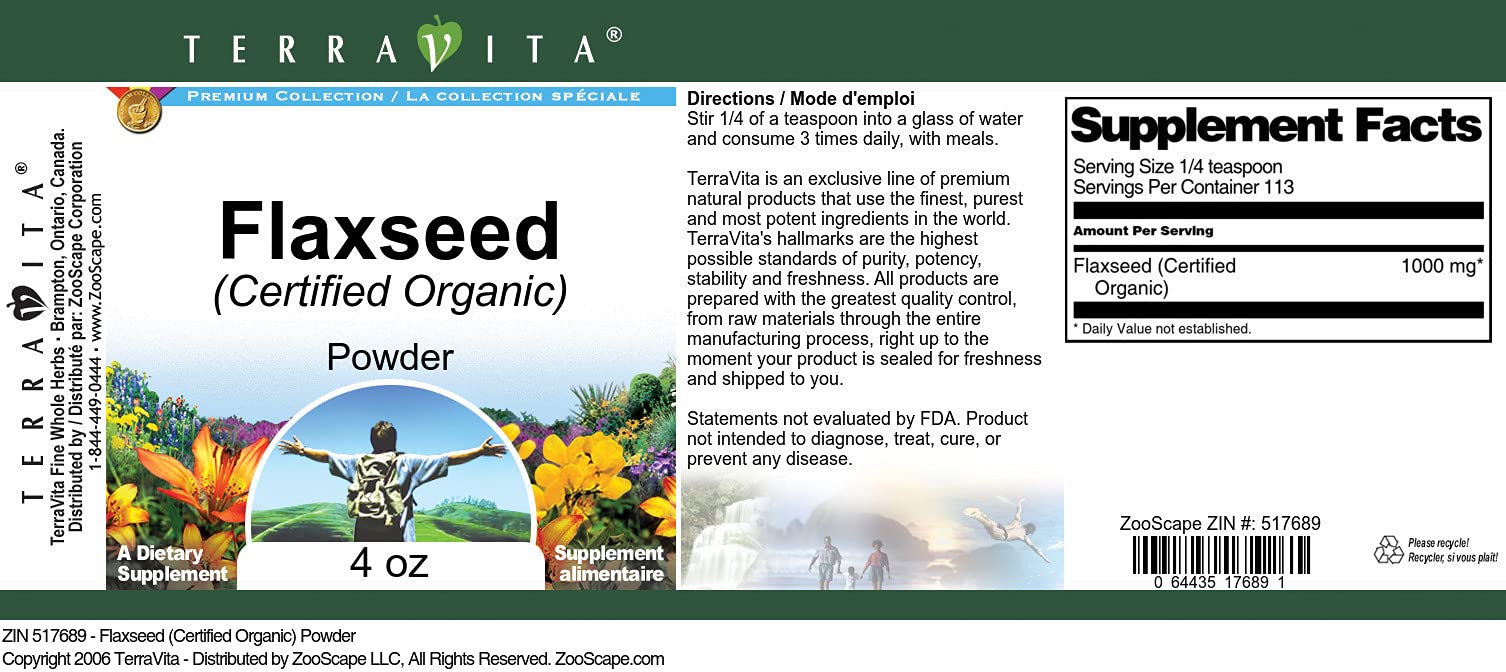 Flaxseed (Certified Organic) Powder (4 oz, ZIN: 517689) - 3 Pack