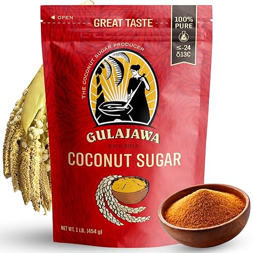 GULAJAWA Javanese Coconut Sugar - Single Origin, Pure Coconut Palm Sugar | Complex Caramel Notes for Coffee, Tea Lattes, Baking, Thai Cooking & Dry Rub Seasonings | Low GI Natural Sweetener - 1LB