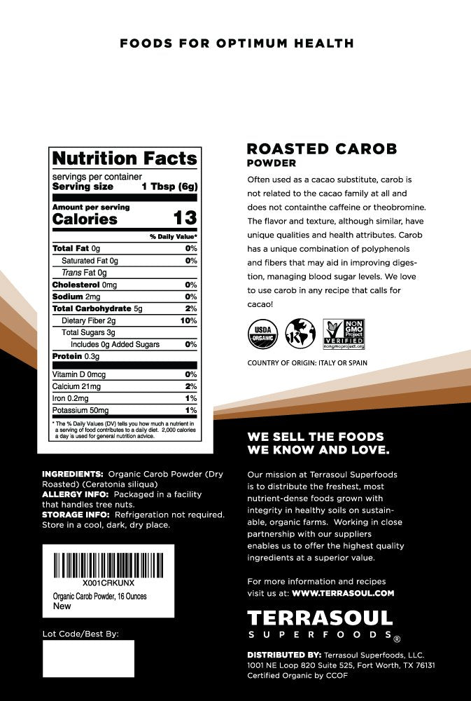 Terrasoul Superfoods Organic Carob Powder, 4 Lbs (4 Pack) - Cocoa Powder Alternative | High in Fiber