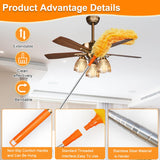100" Reachable Microfiber Feather Duster, Duster with Extension Pole, 3 pcs Replacement Duster Head, Cleaning Tools for High Ceilings and Fans