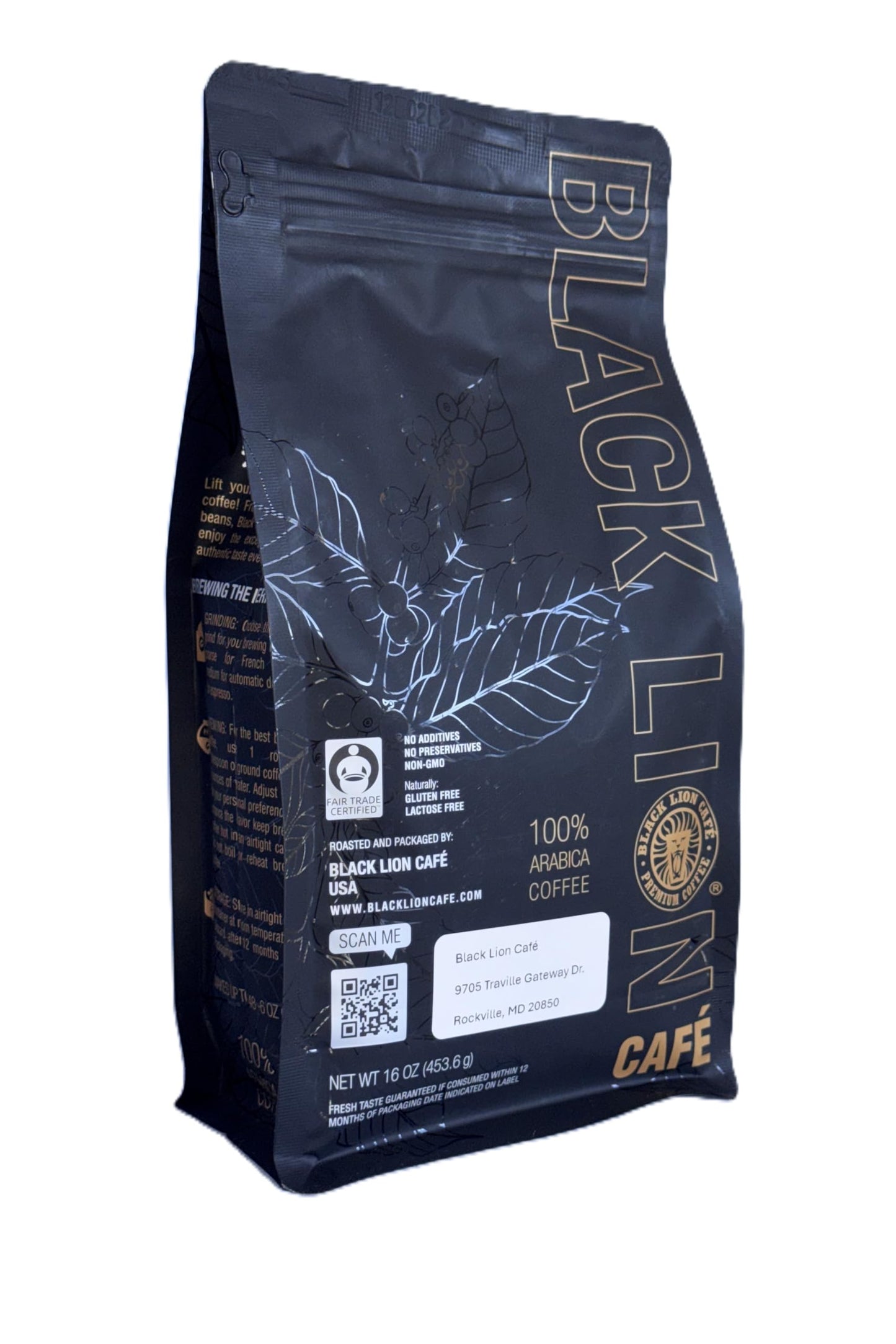 Black Lion Cafe Ethiopian Guji Coffee Beans Single Origin Arabica, Fresh Roasted Premium Whole Bean Coffee, Medium Roast, 16 oz