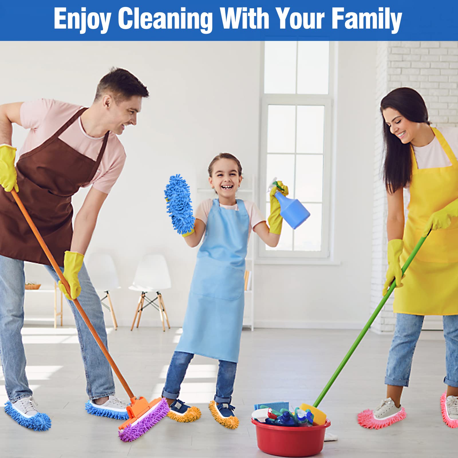 10Pcs Mop Slippers for Floor Cleaning Washable Shoes Cover Soft Microfiber Dust Mops Mop Socks Reusable for Women Men Kids Foot Dust Hair Cleaners