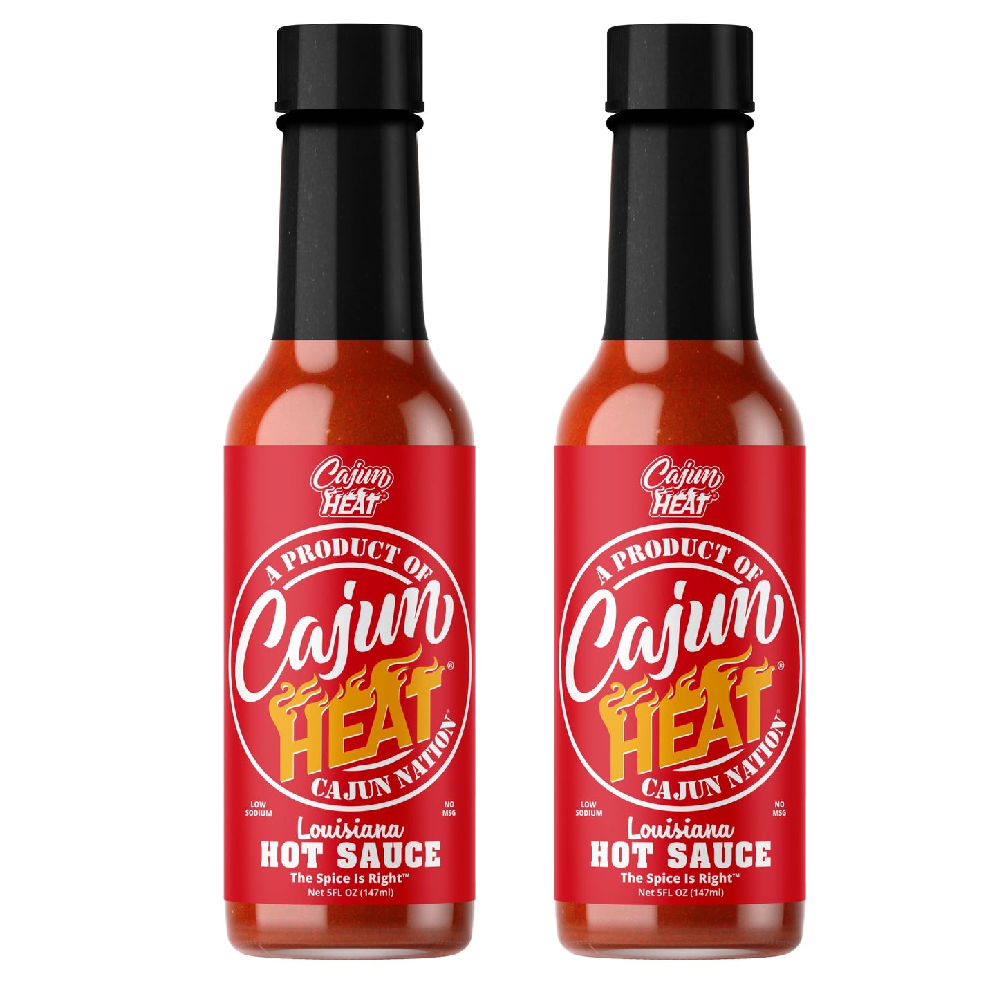 Cajun Nation CAJUN HEAT Louisiana Hot Sauce 5oz - Bold Flavor with No MSG - Authentic Louisiana Style Heat from the Cajun Coast - The Spice Is Right!