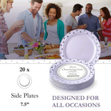 Silver Spoons Disposable Plates For Party - (20 Piece) Heavy Duty Disposable Dinner Set 7.5” , Fine Dining Plastic Dishes For Elegant China Look