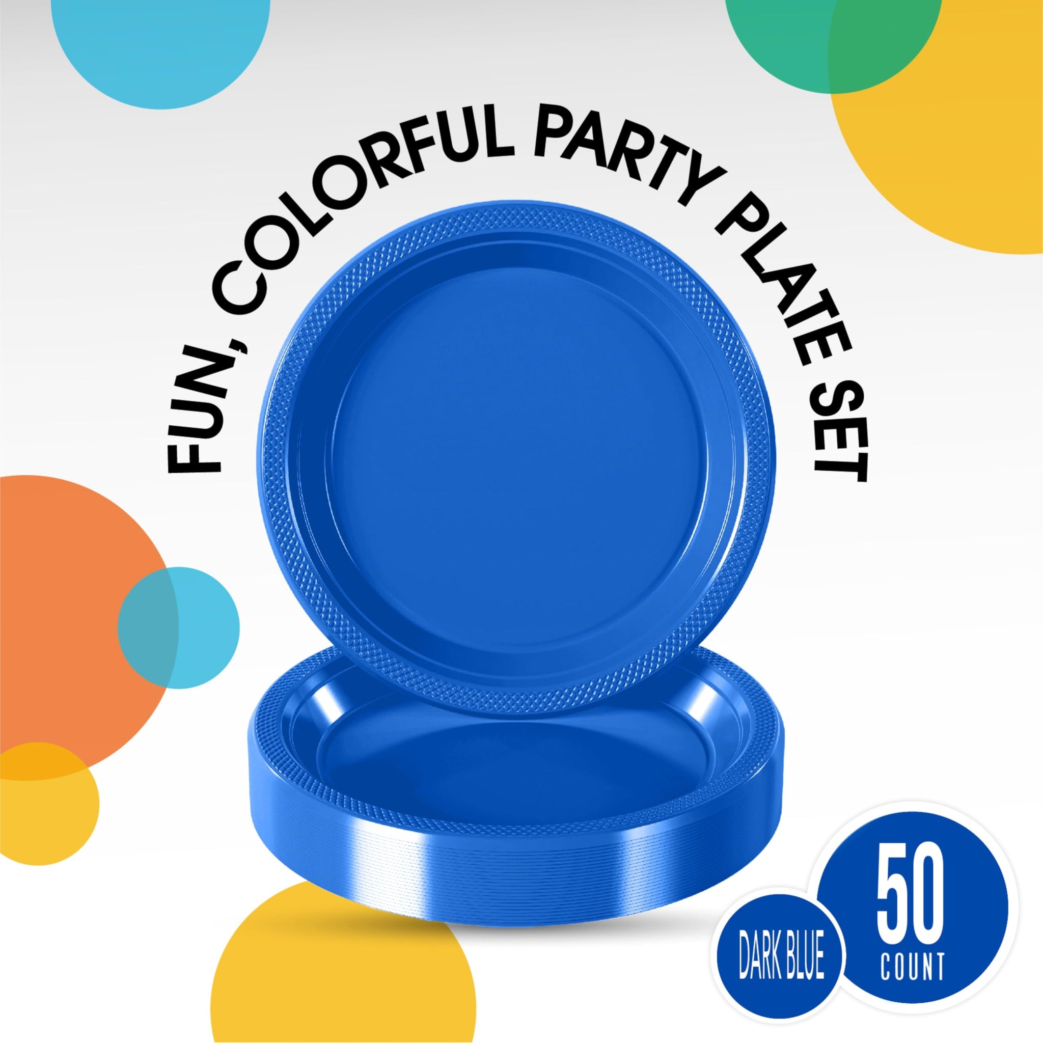 Exquisite Party Solids Dark Blue Plastic Plates For Party Supplies 10" Dark Blue Disposable Plates Heavy Duty 50 Pcs Plastic Dinnerware Sets Heavy