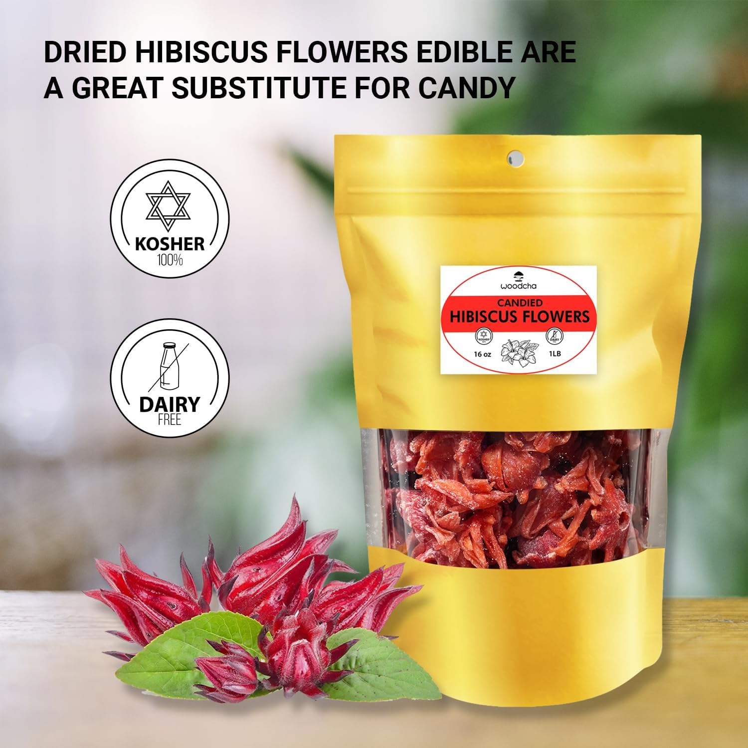 WOODCHA Roselle, Candied Hibiscus, Dried Edible Flowers, Edible Hibiscus Flowers Cake Decorations, Hibiscus Food, Dehydrated Flowers, Roselle, Kosher