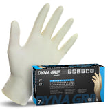 SAS Safety 650-1003 Dyna Grip Powder-Free Premium Latex Disposable Gloves, 7 Mil, Large, 100 Count , White