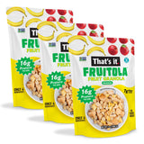 That’s it. Fruitola Fruit Granola - Banana, 16g Plant-Based Protein + 7g Fiber from Fruit Per Bowl, 100% Real Fruits, Only 4 Ingredients, Zero Added