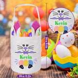 Personalized Easter Basket 4 Pcs, Touber Easter Bunny Basket Bags Custom Easter Basket Easter Baskets for Kids Personalized Easter Gifts for Kids