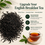Organic English Breakfast Black Tea - High Mountain Yunnan Whole Leaf Tea - Bold, Smooth & Full-Bodied Morning Tea - 1 lb (454g) Bulk Loose Leaf