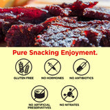 Smokehouse BBQ Grass Fed Beef Jerky - 120 Calorie Snacks, Gourmet, Healthy, Low Carb, High Protein - Keto Friendly & Gluten Free (3 Packs)